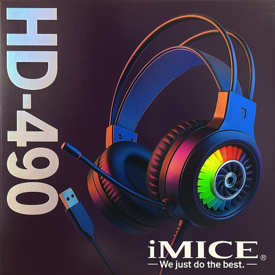 Audifonos Con Micrófono Gamer Imice Hd-490 Usb Con Luz Rgb Negro