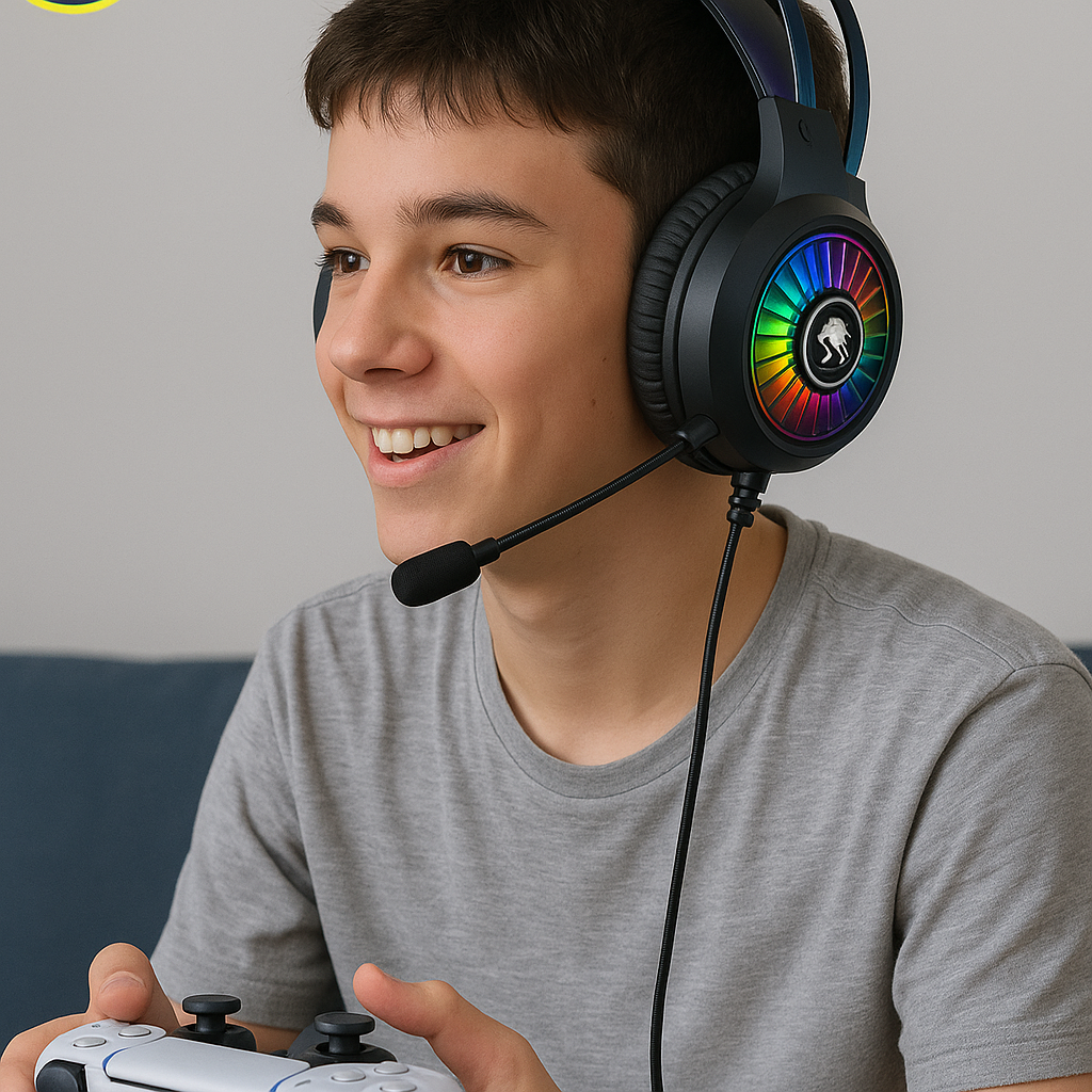 Audifonos Con Micrófono Gamer Imice Hd-490 Usb Con Luz Rgb Negro
