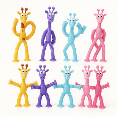 12 Jirafas Tubos Pop Con Ventosa Sensorial Para Niños