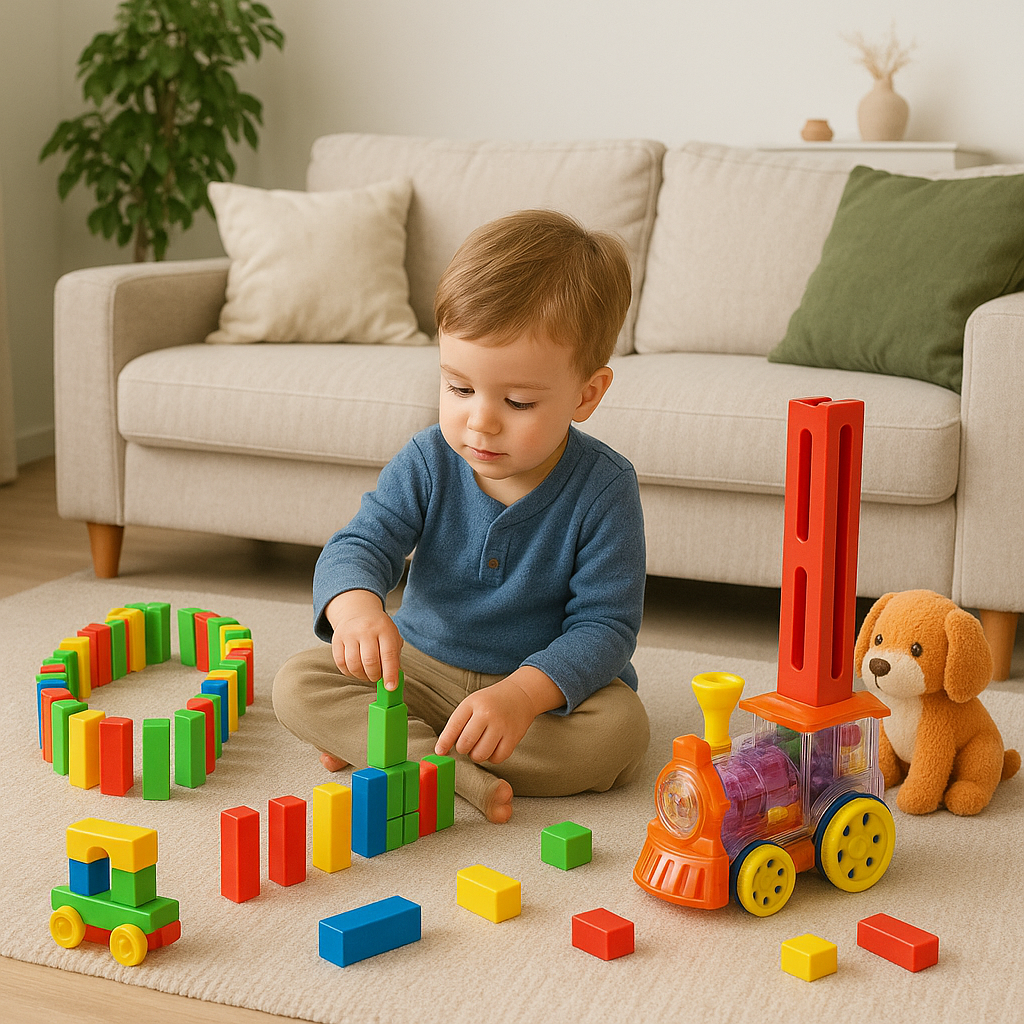 Tren Domino Mágico 80 Bloques Con Luces Y Sonidos