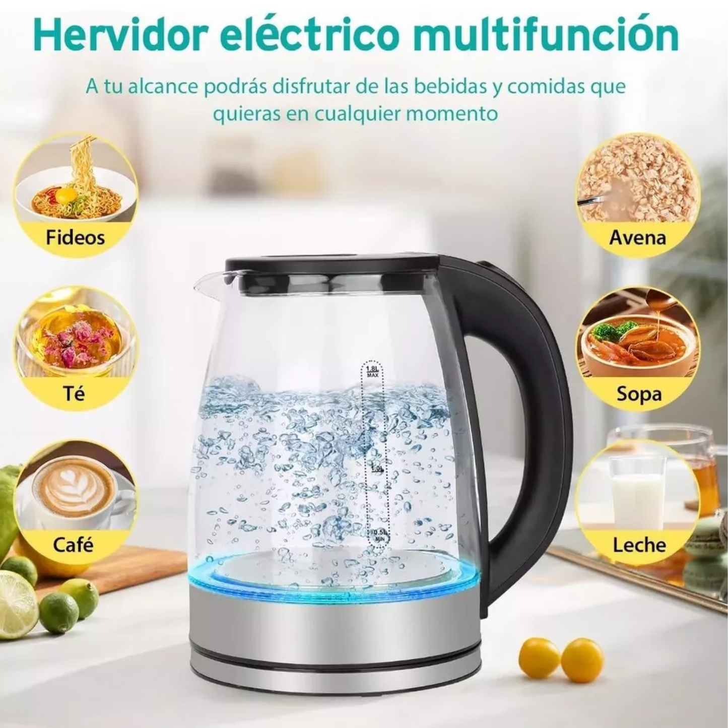 Hervidor de Agua de Vidrio 1.8L