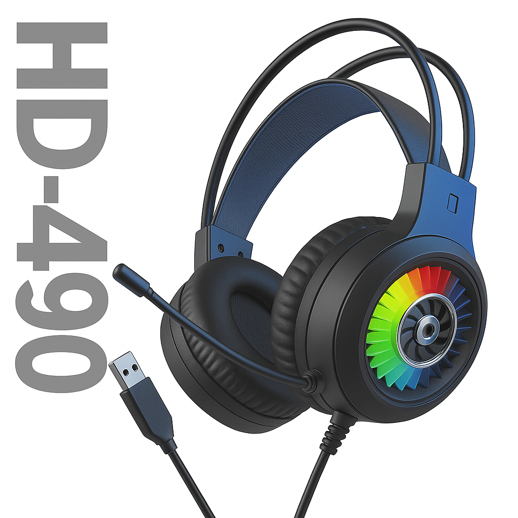 Audifonos Con Micrófono Gamer Imice Hd-490 Usb Con Luz Rgb Negro