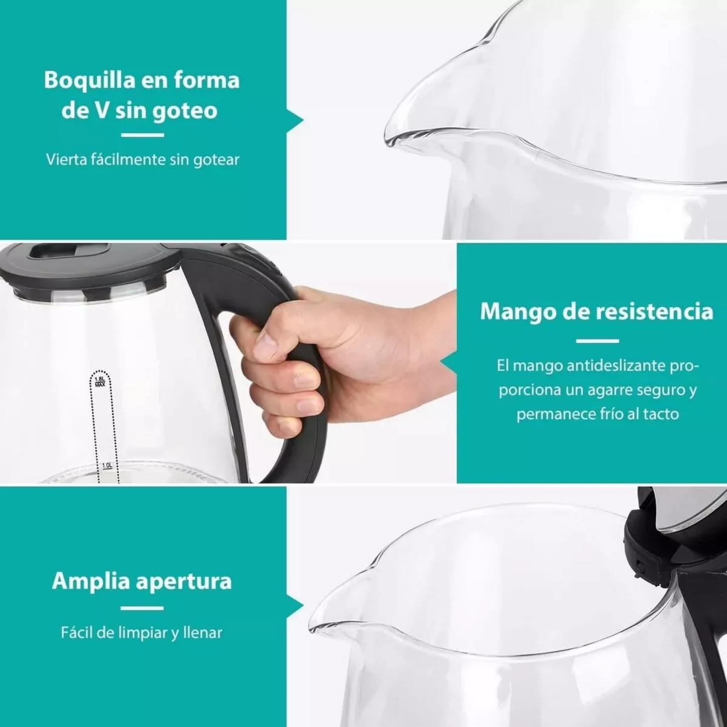 Hervidor de Agua de Vidrio 1.8L