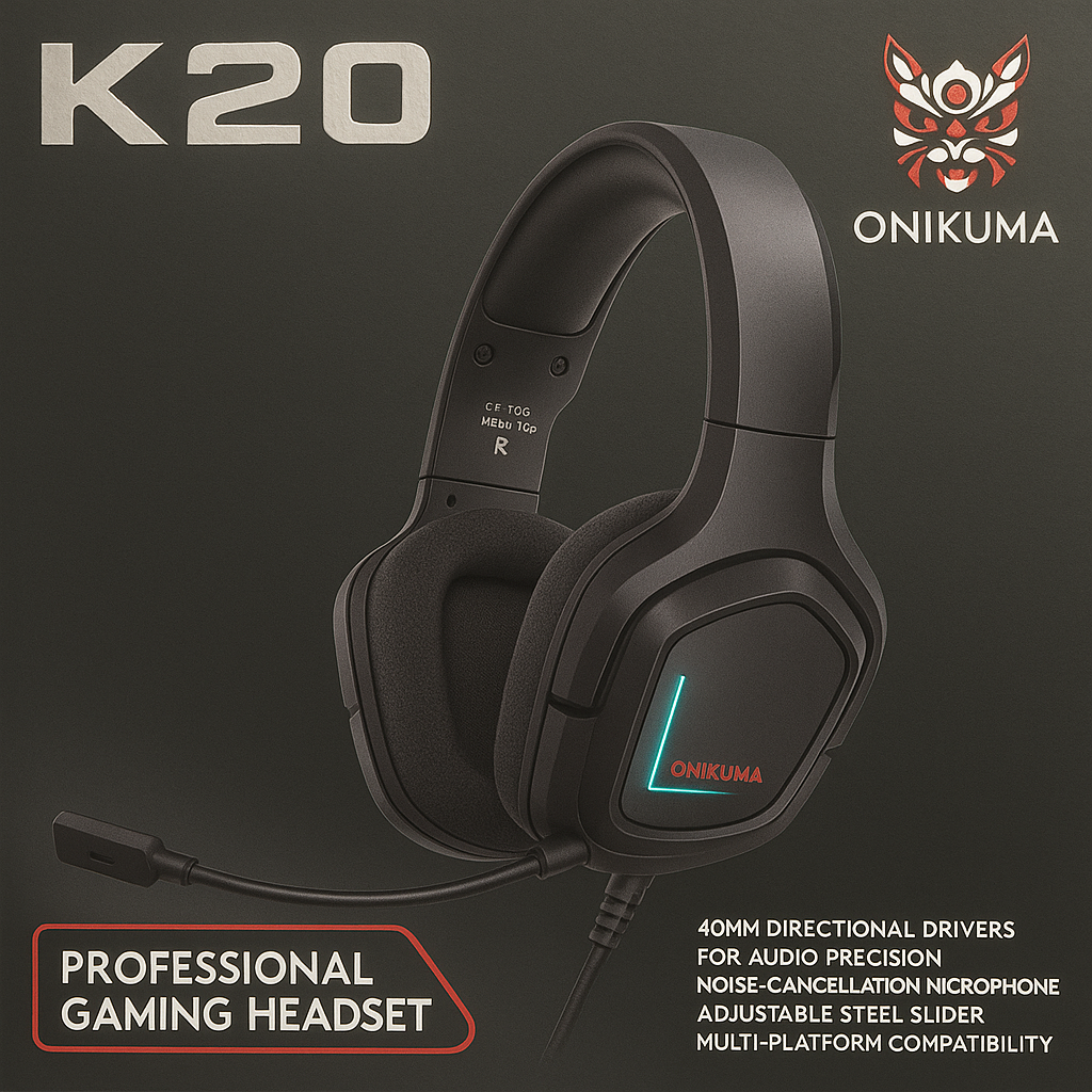 Auriculares Gamer Onikuma K20 con Micrófono y Luz LED RGB