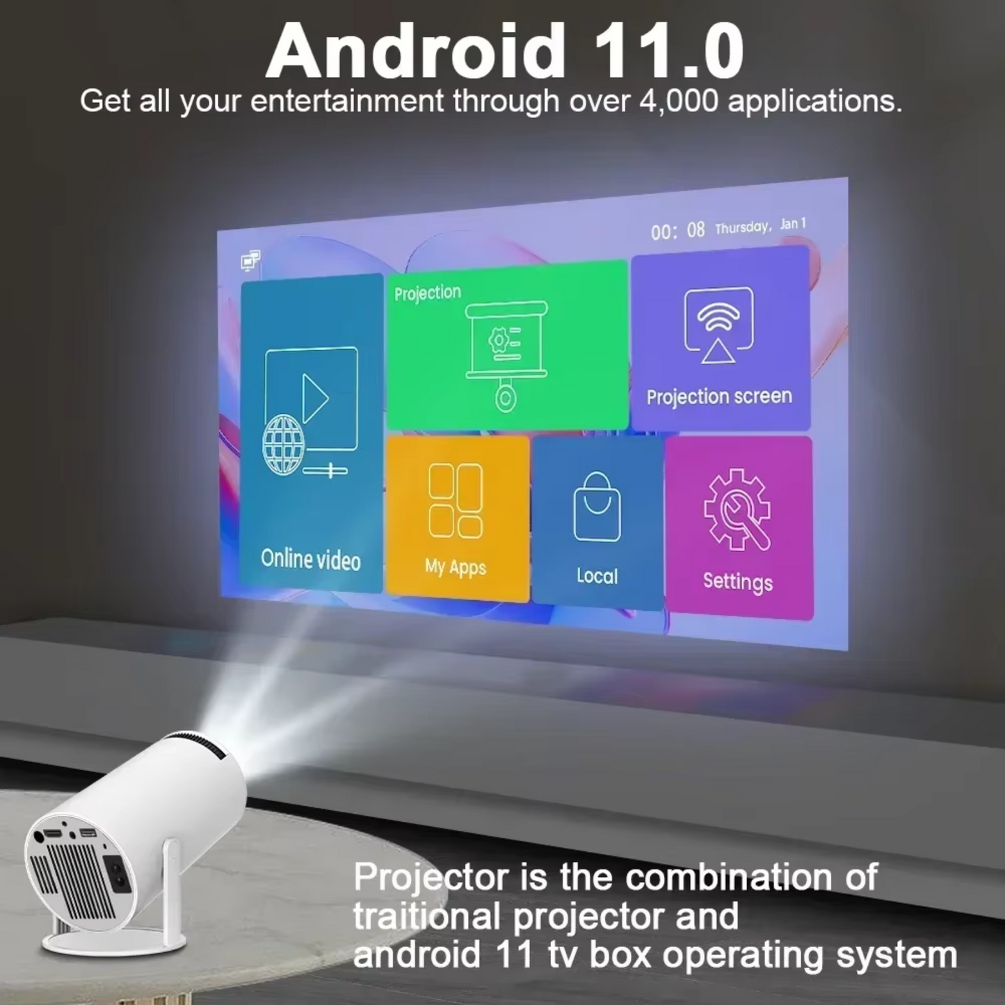 Proyector Android 11 4K WiFi Incluye Magis