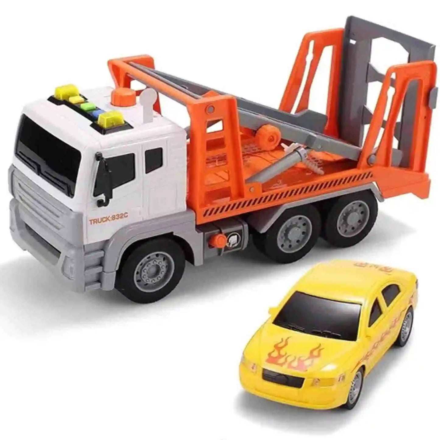 Camion Transporte Y Vehiculo De Friccion Con Luces Y Sonido