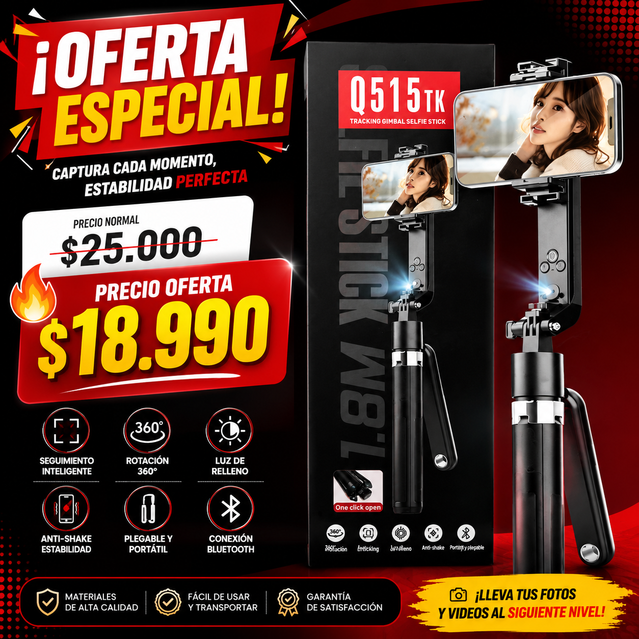 Trípode Inteligente AI Seguimiento Facial Automático 360 Variado