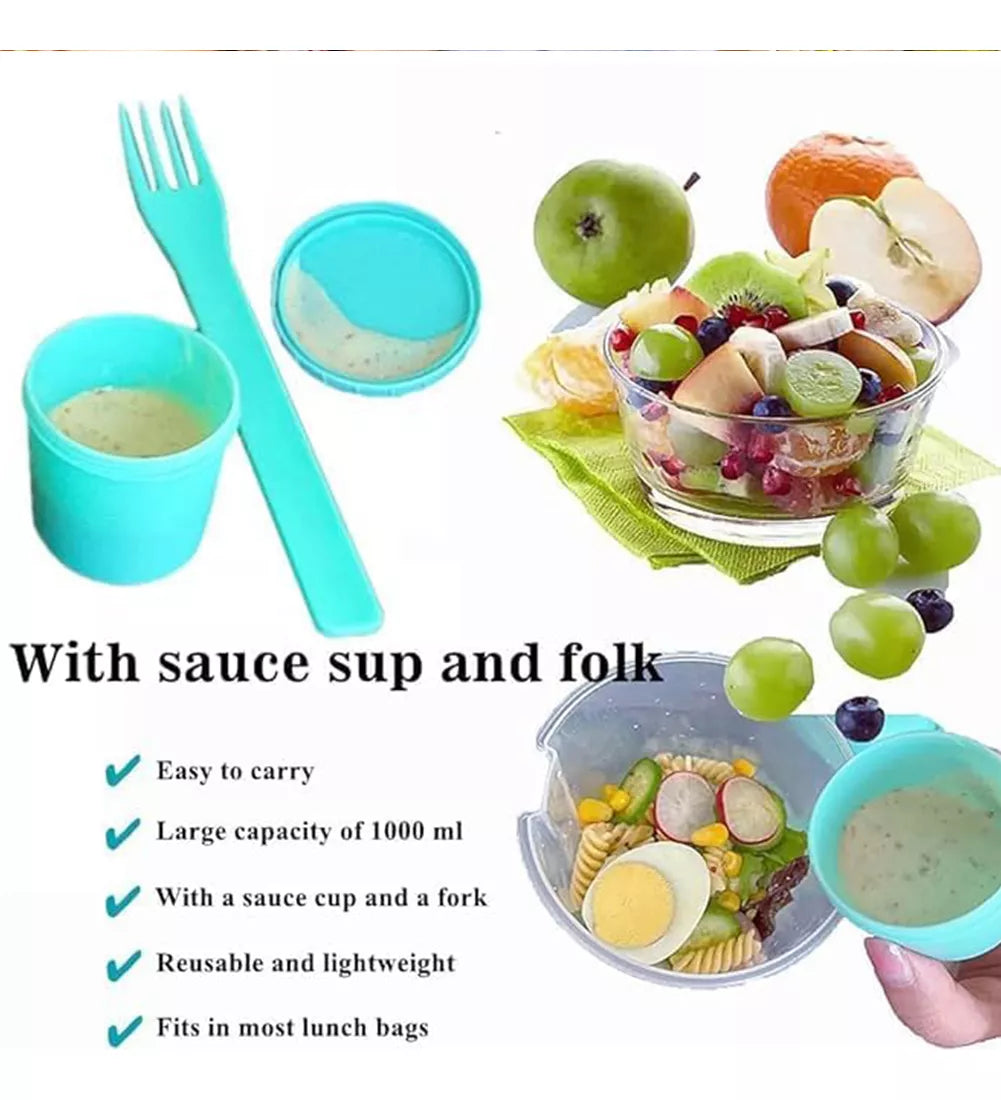 Vaso Contenedor Ensalada 1070ml + Tenedor