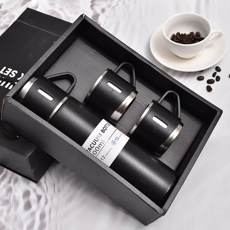 Set Termo Con 3 Tazas Vaso Térmico Acero Inox 500ml