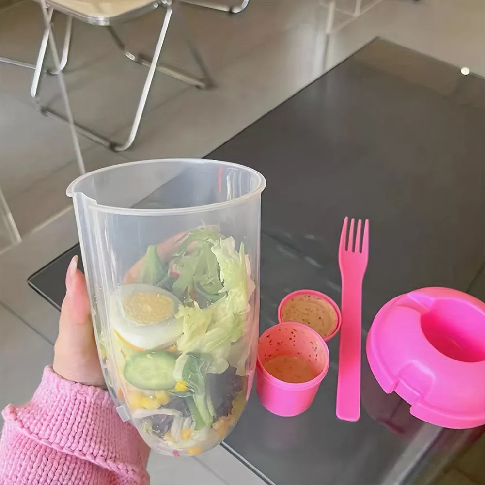 Vaso Contenedor Ensalada 1070ml + Tenedor