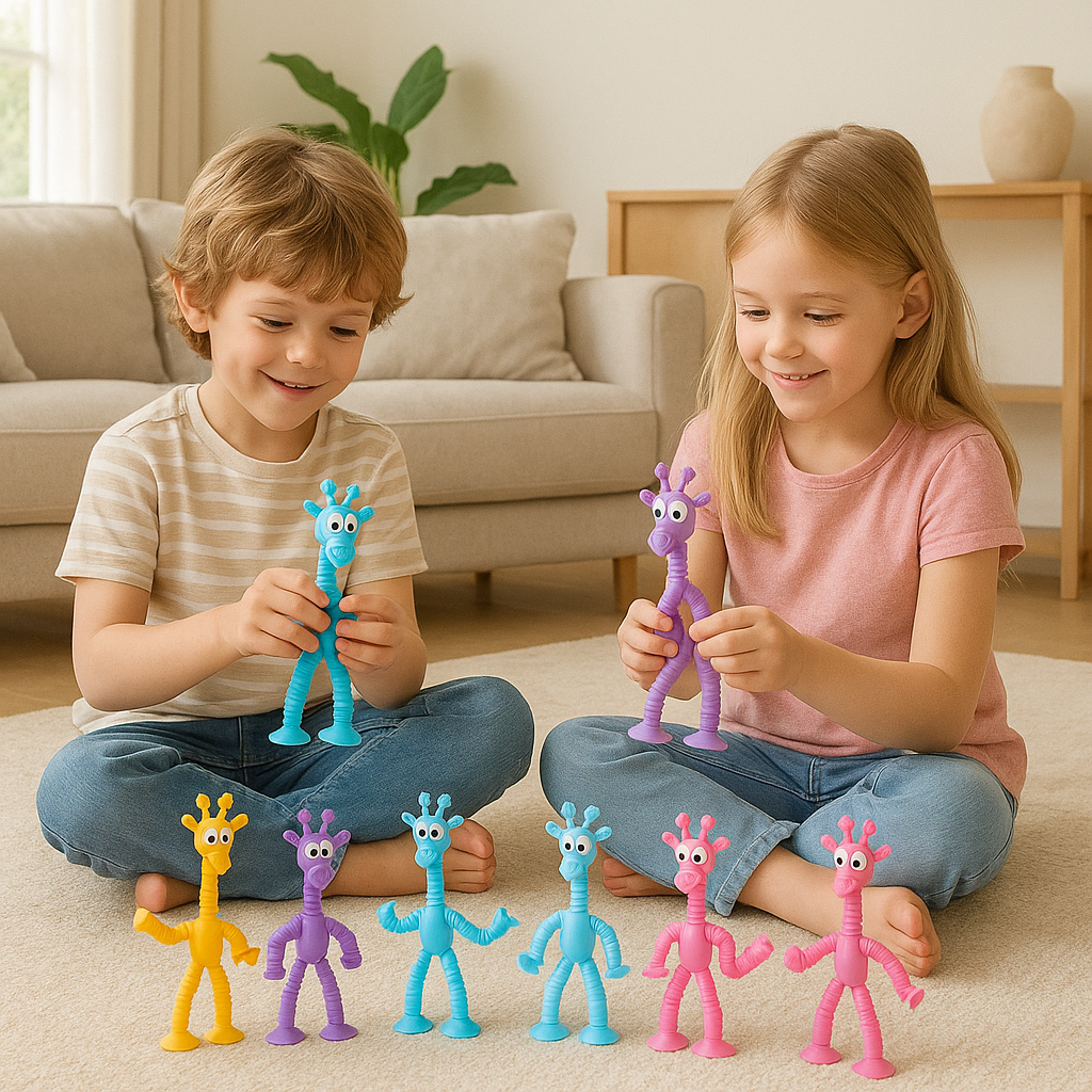 12 Jirafas Tubos Pop Con Ventosa Sensorial Para Niños