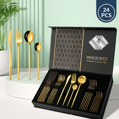 Set de Cuchillería 24 Piezas en Acero Inoxidable