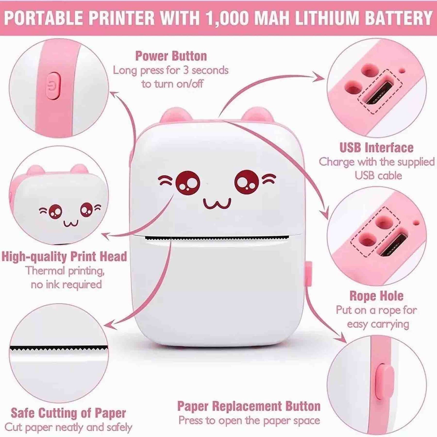 Mini Impresora Térmica Gatita Bluetooth