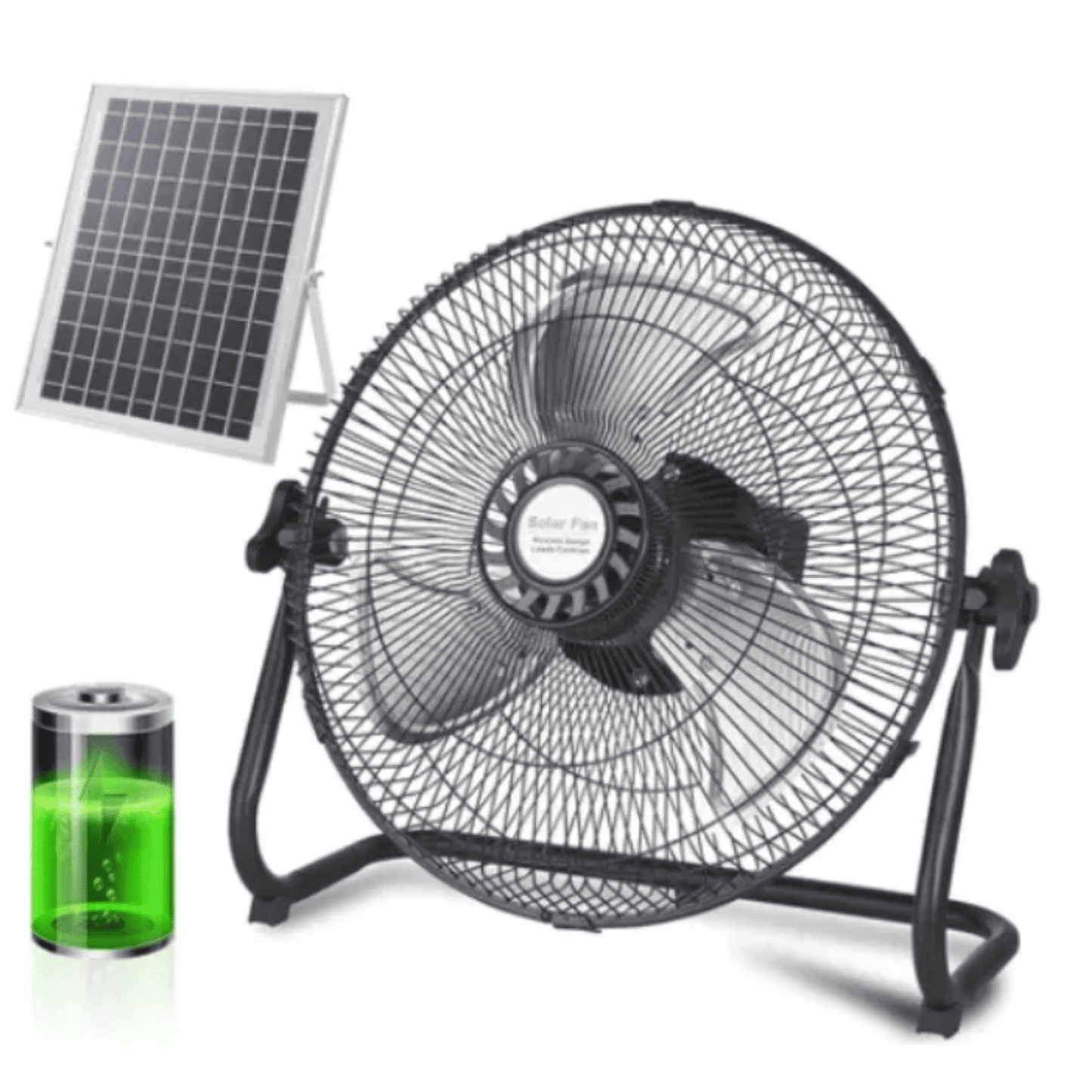 Ventilador Solar Piso Portatil Hogar Recargable Con Panel Solar