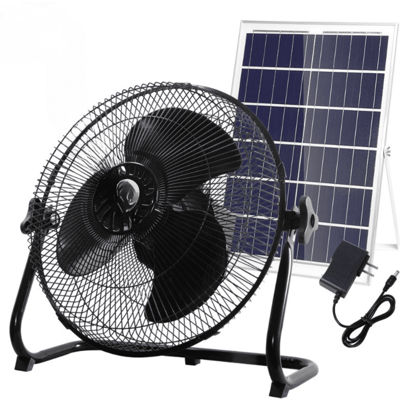 Ventilador Solar Piso Portatil Hogar Recargable Con Panel Solar
