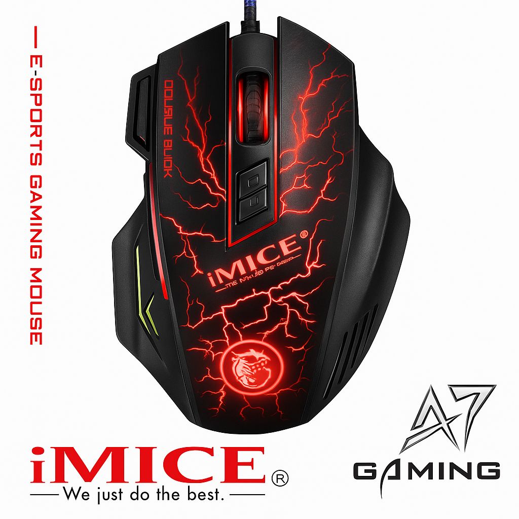 Mouse Gamer Premium Imice A7 3200dpi Negro Rojo