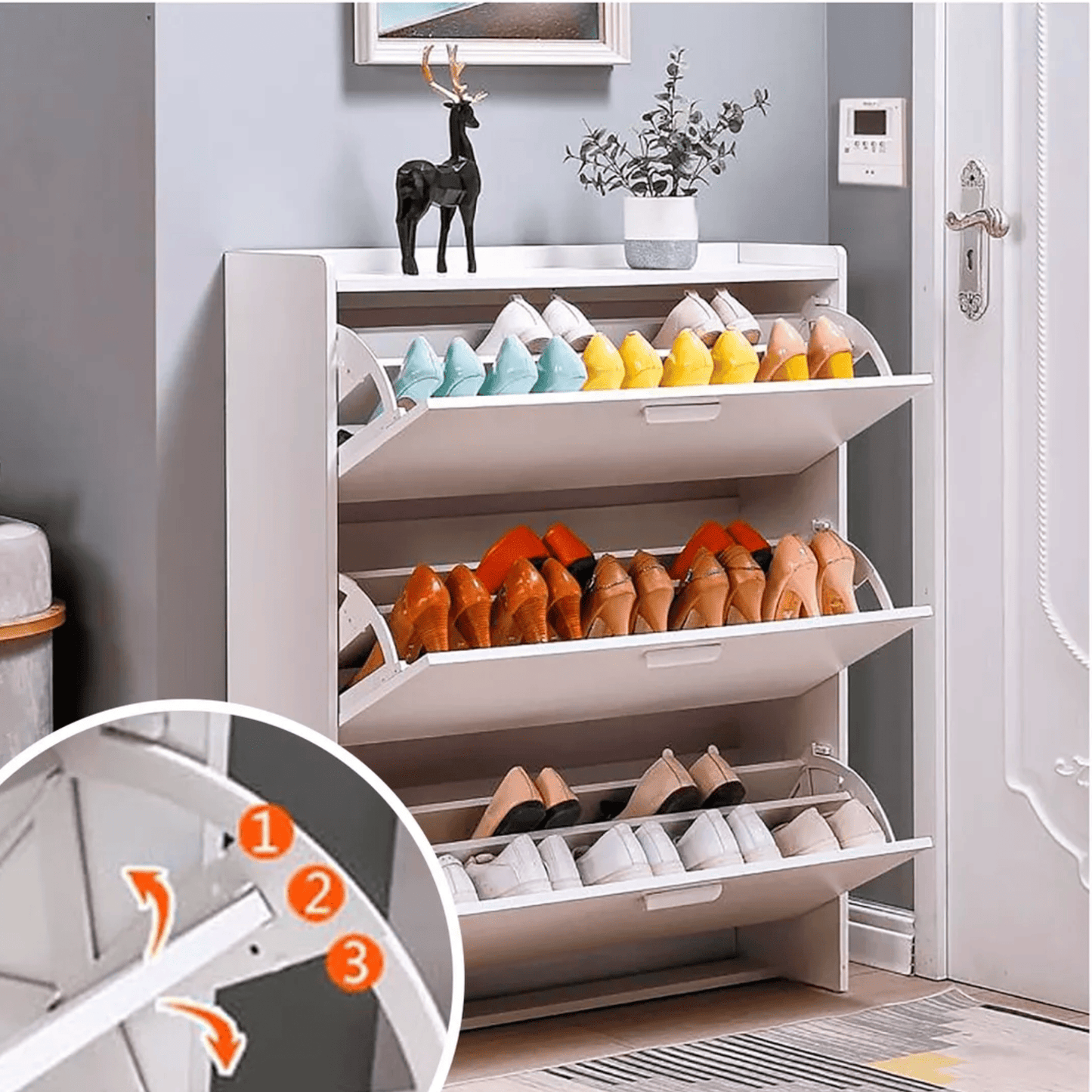 Zapatera 3 Niveles con Tapa Antipolvo | Mueble Organizador de Calzado