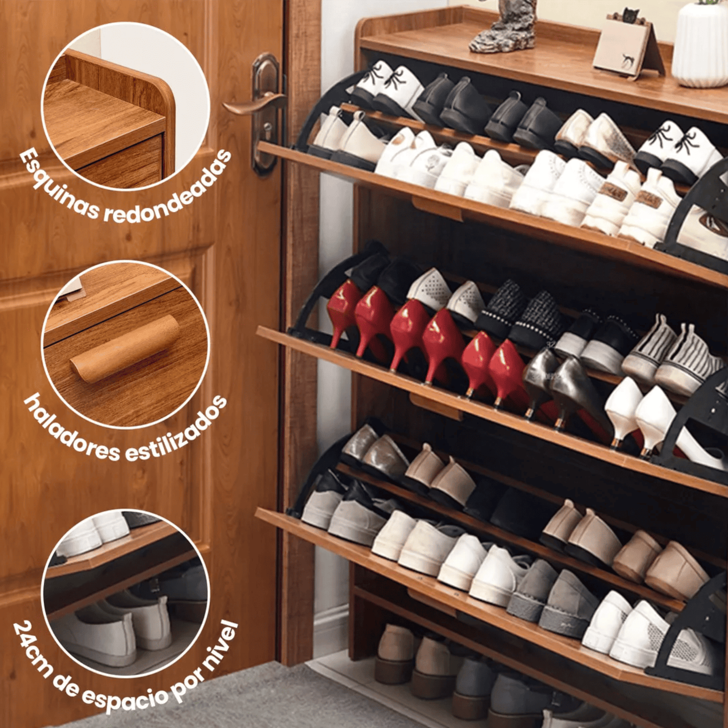 Zapatera 3 Niveles con Tapa Antipolvo | Mueble Organizador de Calzado