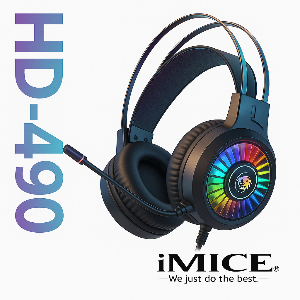 Audifonos Con Micrófono Gamer Imice Hd-490 Usb Con Luz Rgb Negro