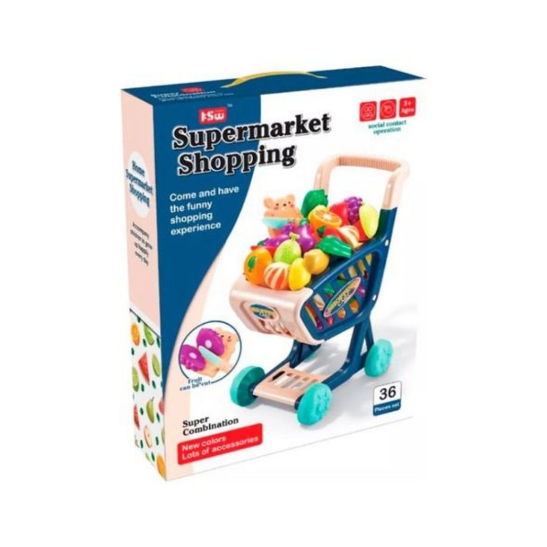 Carrito de Compras de Juguete con 30 Accesorios