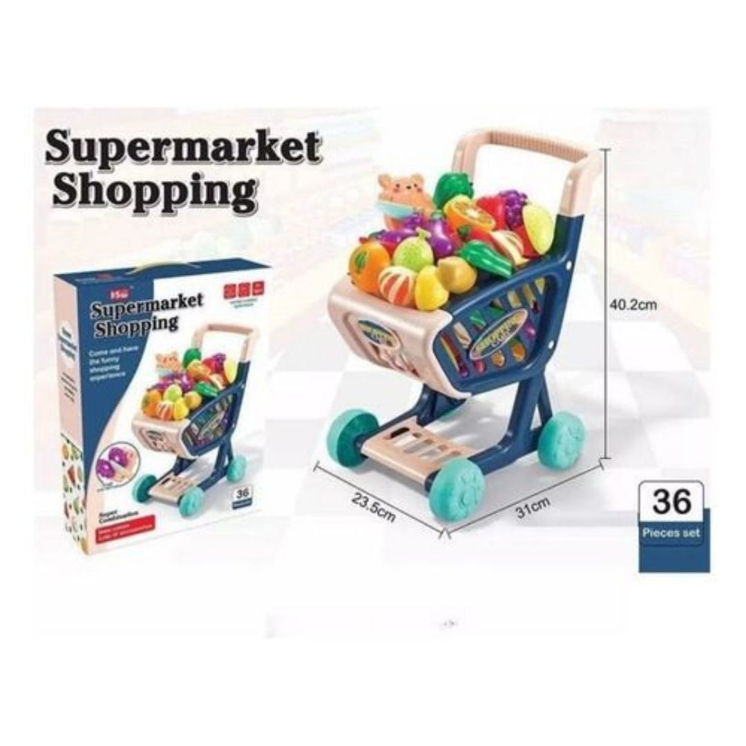 Carrito de Compras de Juguete con 30 Accesorios