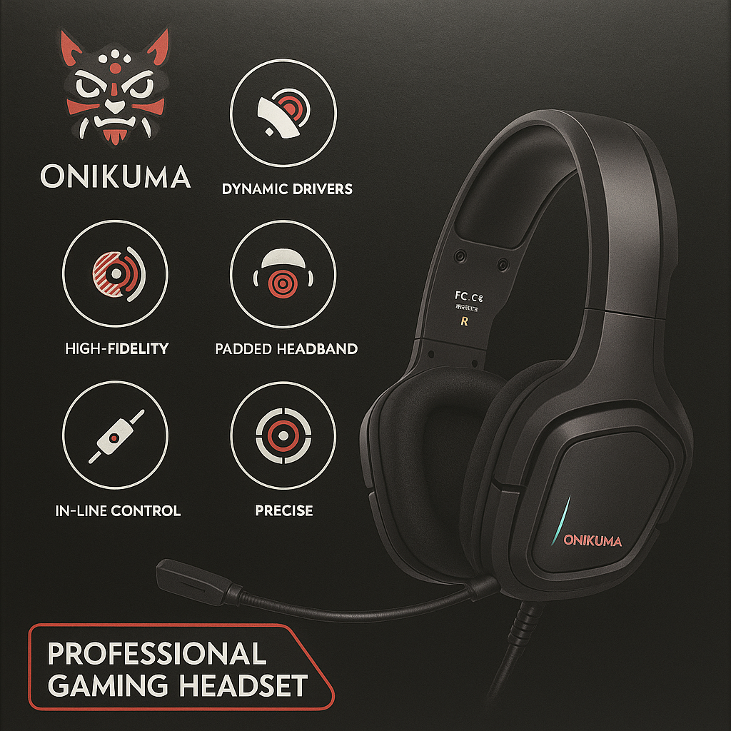 Auriculares Gamer Onikuma K20 con Micrófono y Luz LED RGB