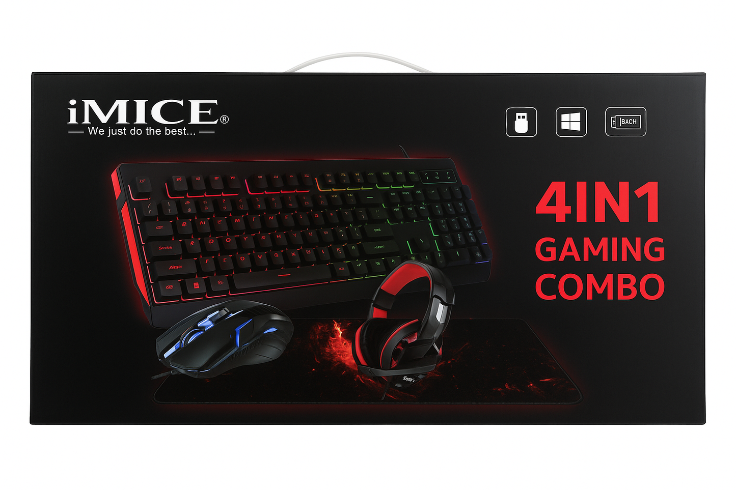 Kit Gamer Imice 4 En 1 Teclado Mouse Audífonos Y Pad