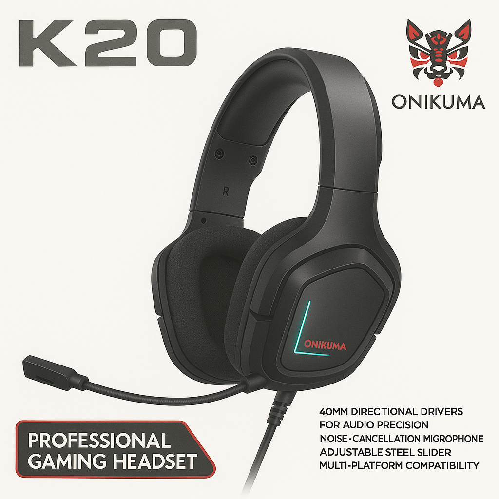 Auriculares Gamer Onikuma K20 con Micrófono y Luz LED RGB