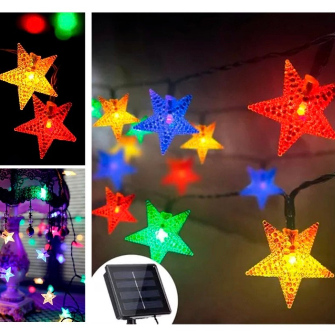 Luces Estrellas Guirnalda Led Navidad Solar