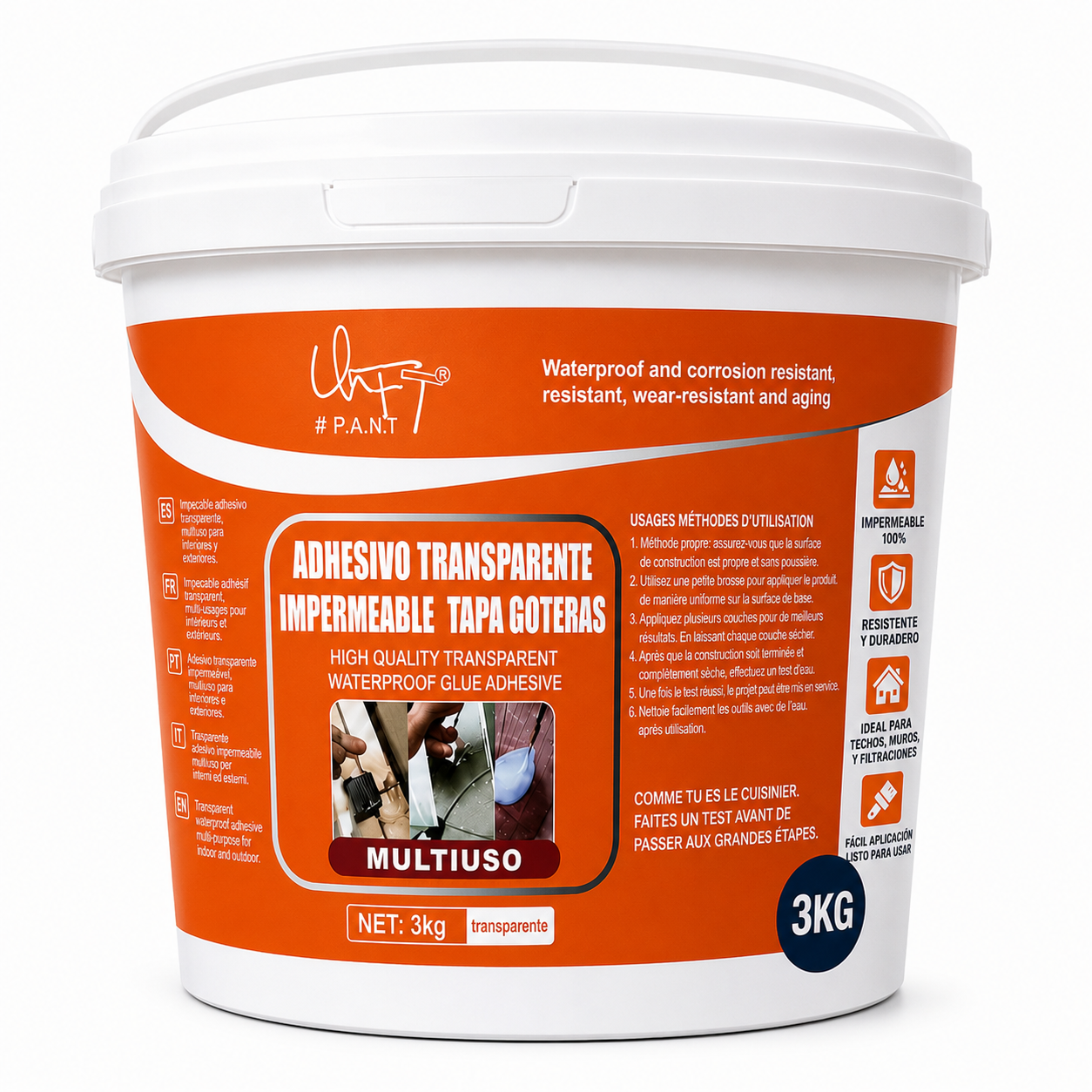 Adhesivo Transparente Impermeable Tapa Goteras 3KG Multiuso