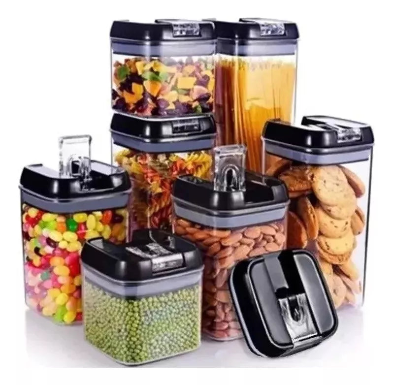 Set De 7 Contenedores Hermeticos De Plastico Cocina Despensa