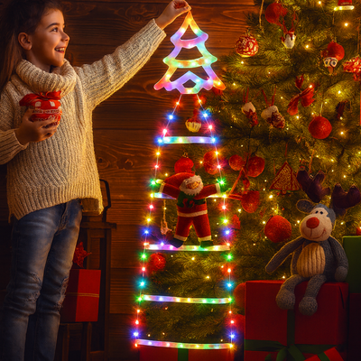 Luces Navideñas Colgantes Santa Claus Escalando Multicolor