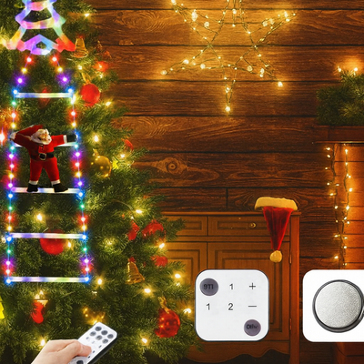 Luces Navideñas Colgantes Santa Claus Escalando Multicolor