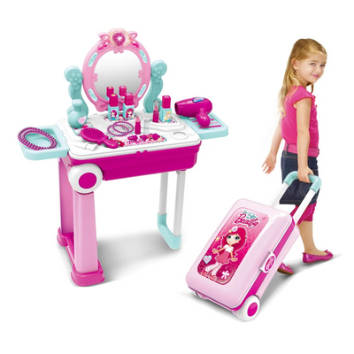 Maleta Set Tocador Y Maquillaje 2 En 1 Peinadora Niña