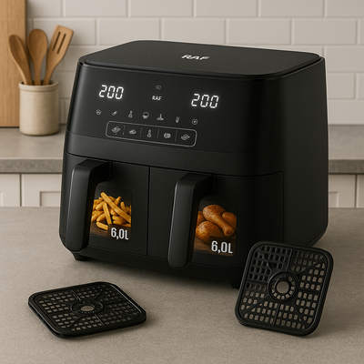 Freidora de Aire Doble Cesta 6L + 6L Air Fryer RAF
