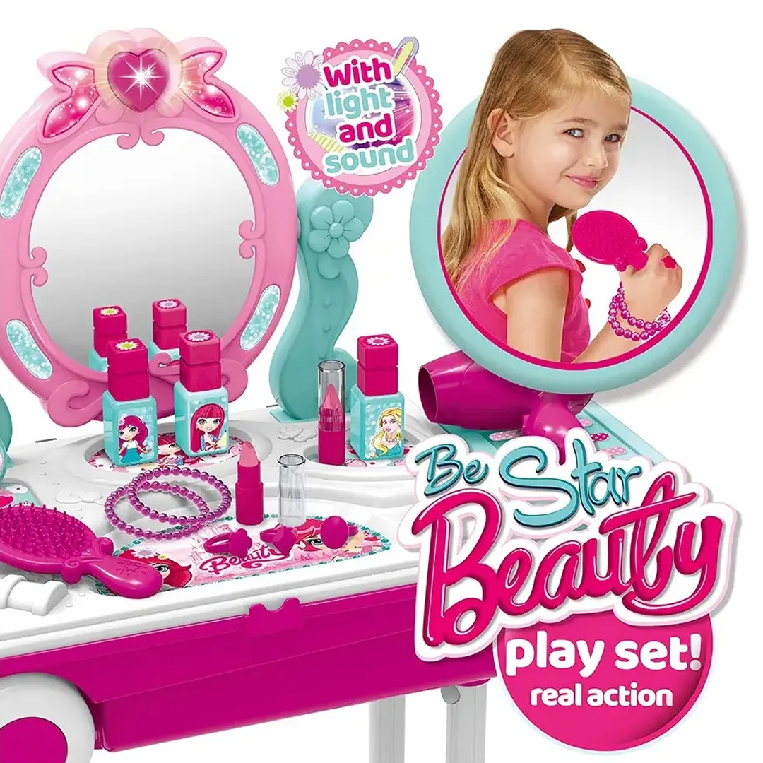Maleta Set Tocador Y Maquillaje 2 En 1 Peinadora Niña