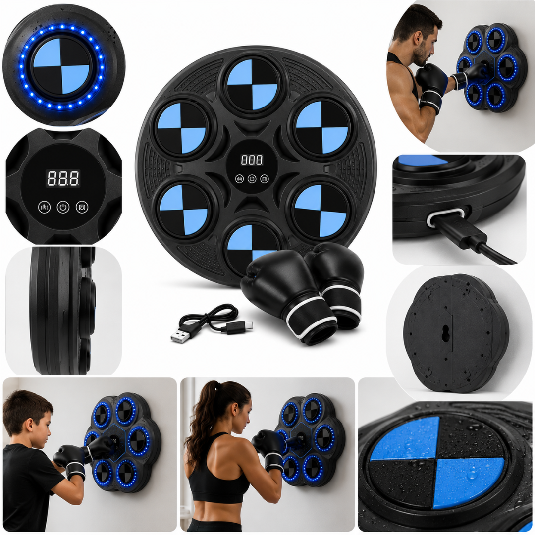 Máquina Boxeo Inteligente Musical LED Entrenamiento Reflejos USB