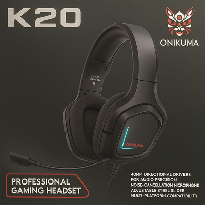 Auriculares Gamer Onikuma K20 con Micrófono y Luz LED RGB
