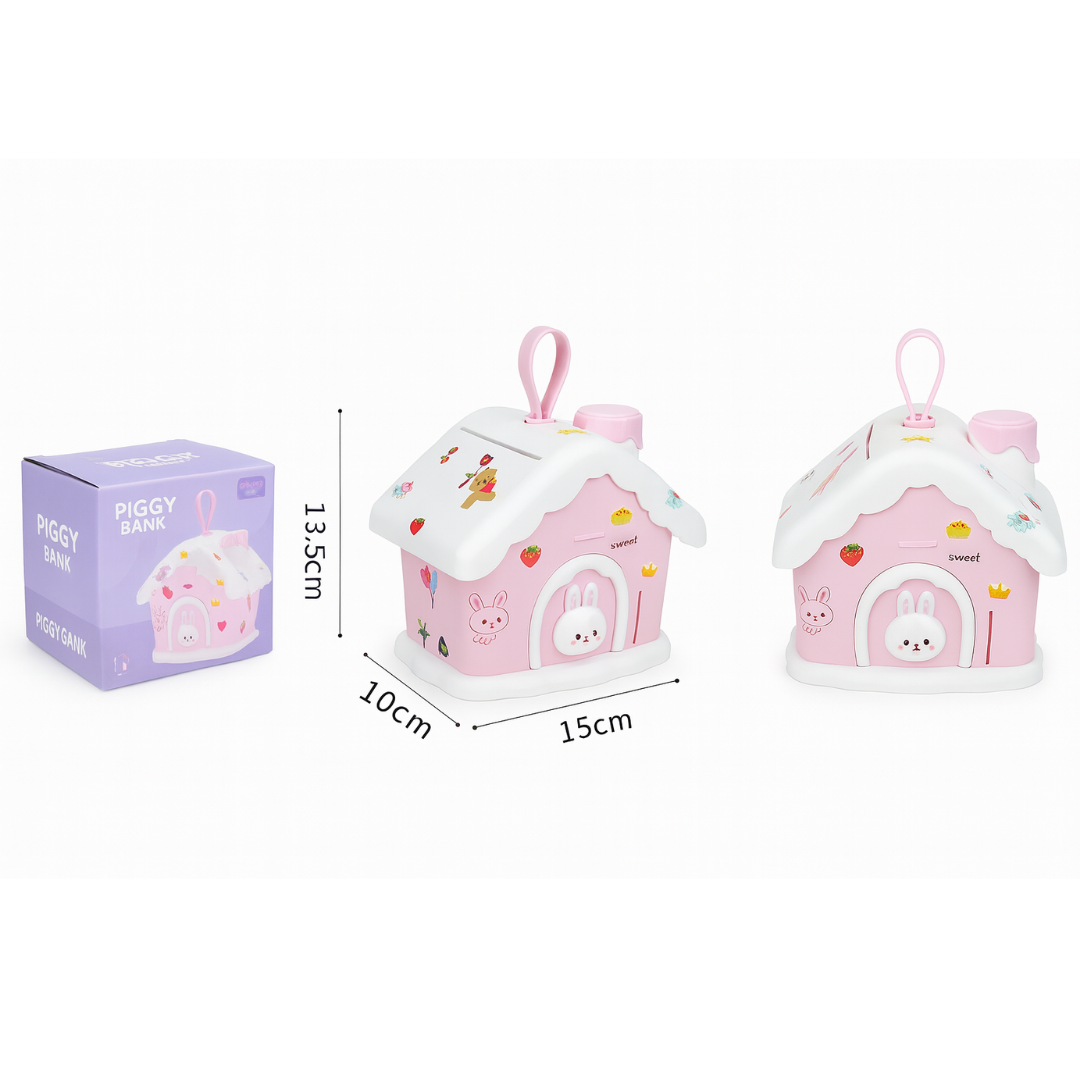 Alcancía Infantil Casa Rosa con Pegatinas 3D