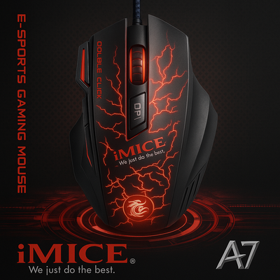 Mouse Gamer Premium Imice A7 3200dpi Negro Rojo