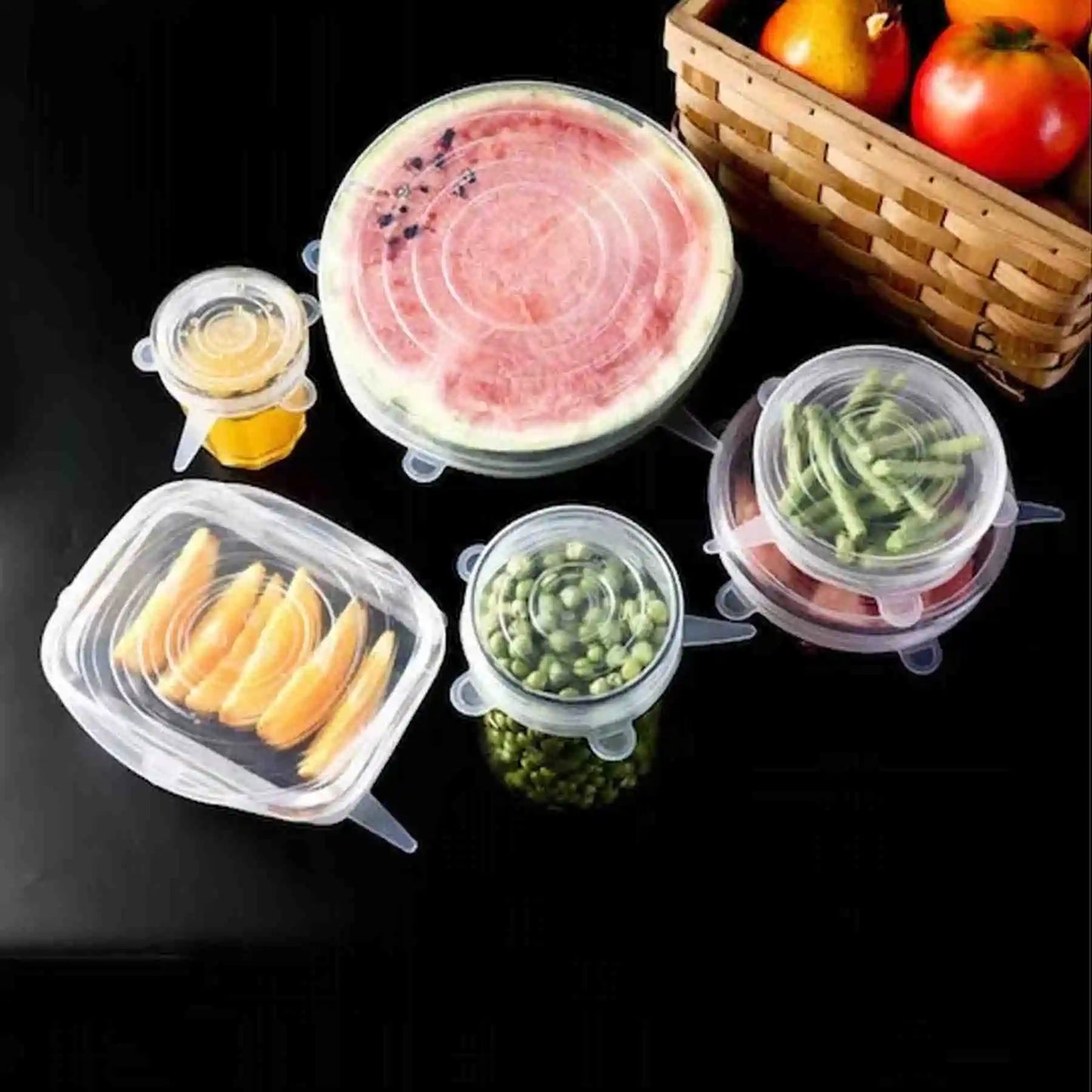 Set 6 Tapas Silicona Adaptable Para Alimentos Reutilizables