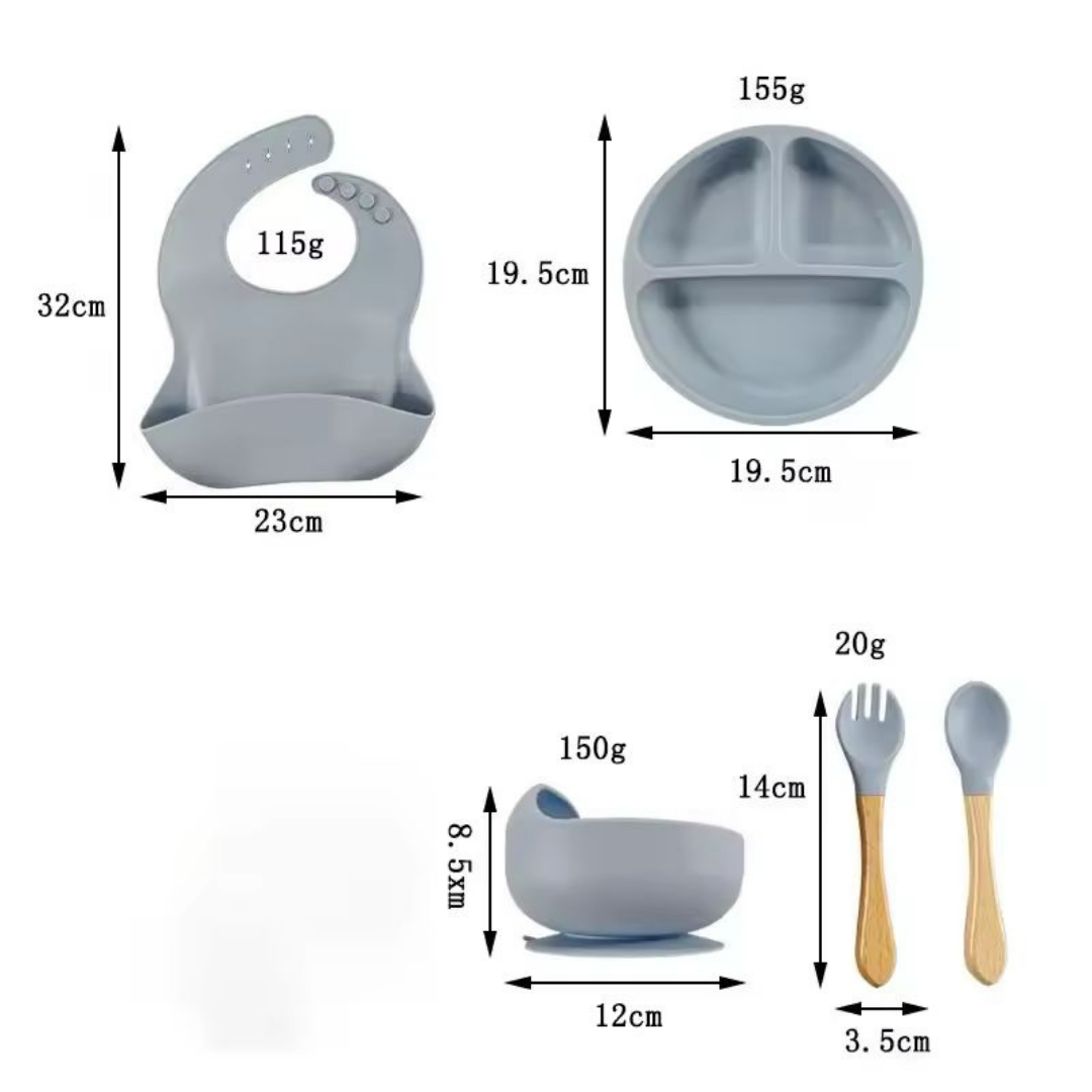 Set de Alimentación de Silicona para Bebés Libre de BPA