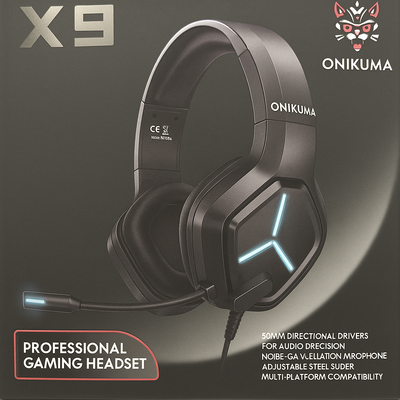 Audífonos Gamer Onikuma X9 con Micrófono y Luz LED RGB – Color Negro