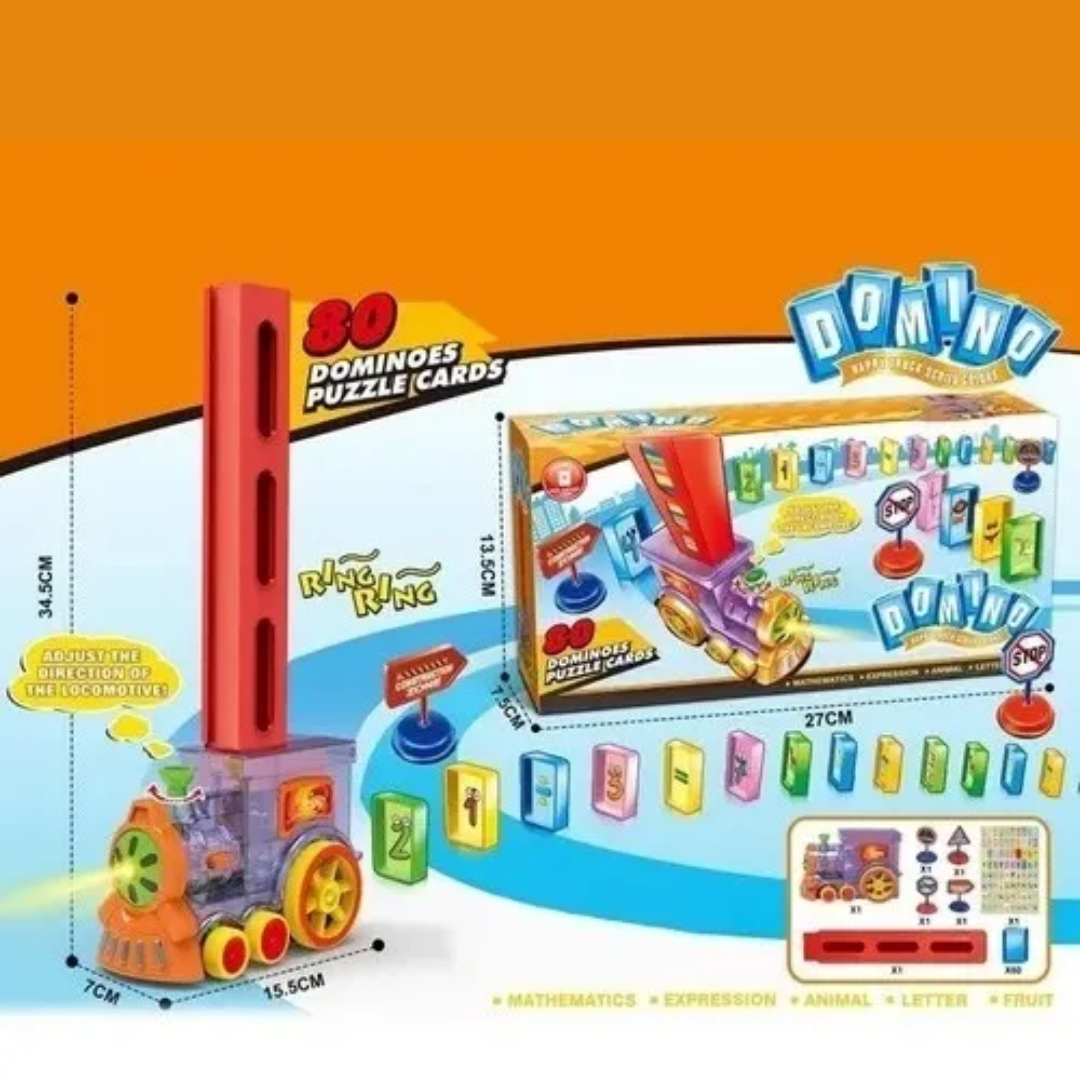 Tren Domino Mágico 80 Bloques Con Luces Y Sonidos