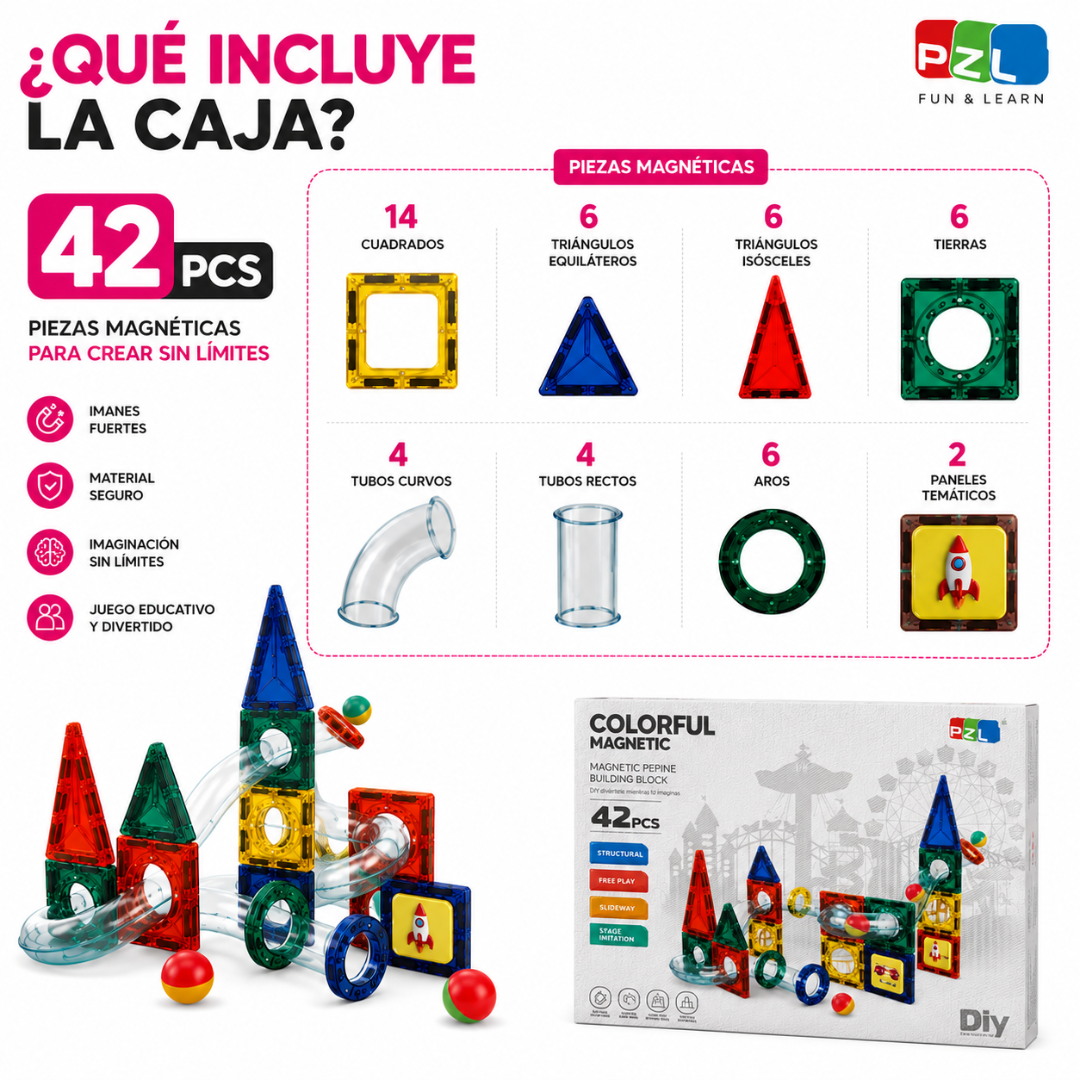 Bloques Magnéticos de Construcción 42 Piezas