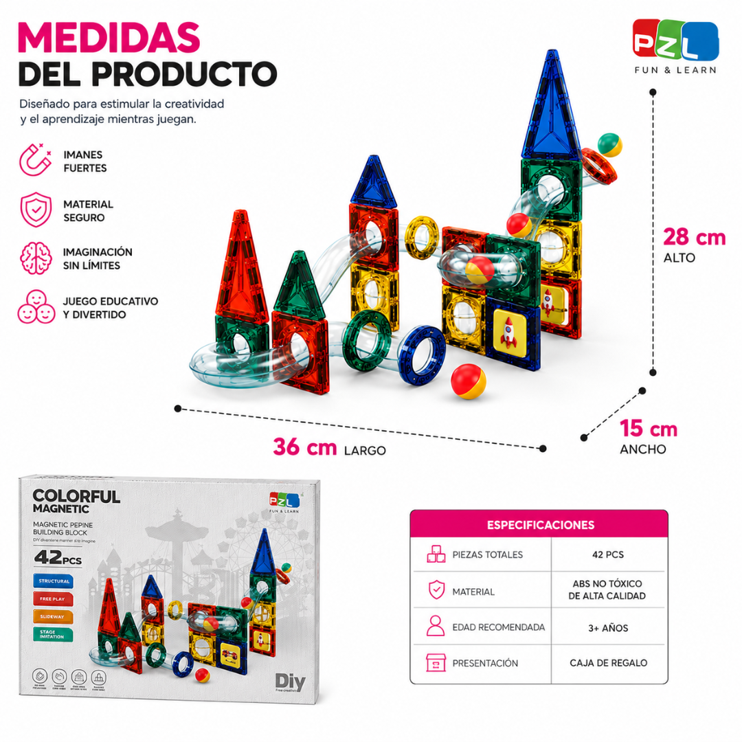 Bloques Magnéticos de Construcción 42 Piezas