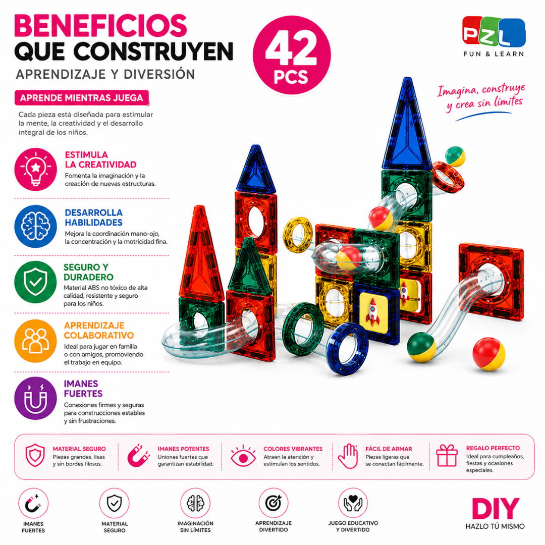 Bloques Magnéticos de Construcción 42 Piezas