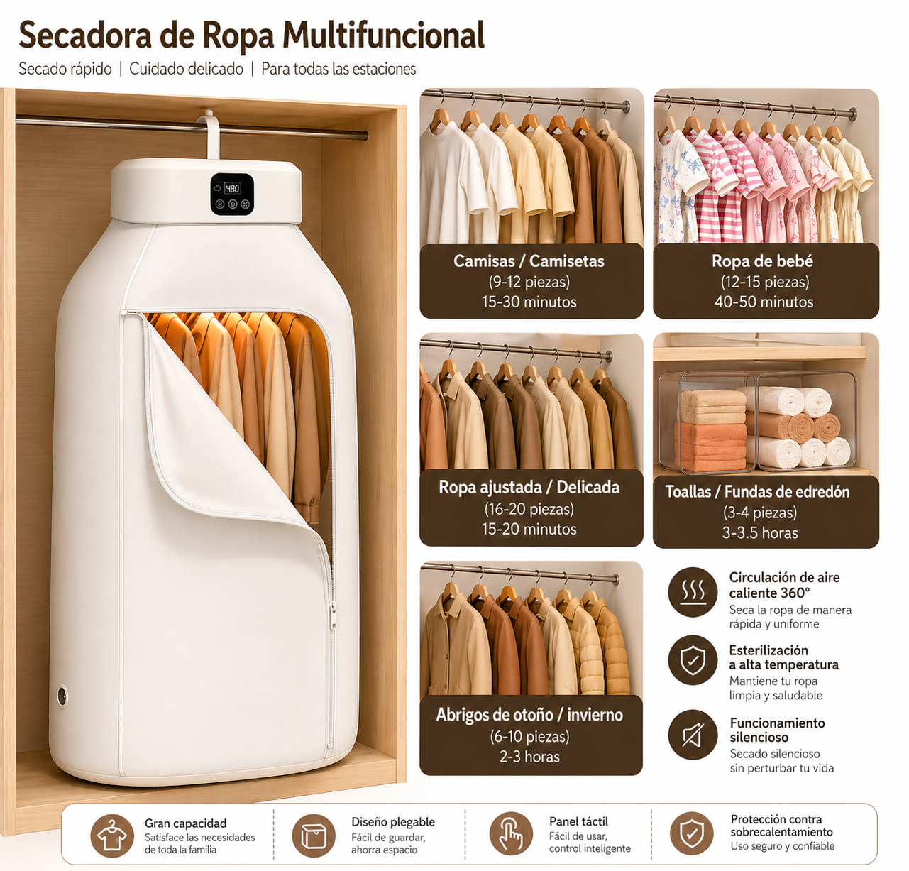 Secadora Portátil Plegable Para Ropa Con Temporizador