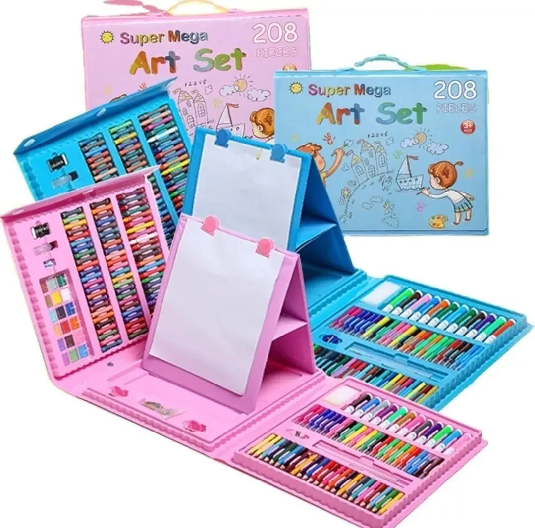 Set Dibujo Y Pinturas 208 Piezas Lapices Para Niños Portatil