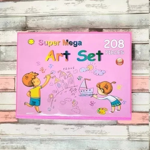 Set Dibujo Y Pinturas 208 Piezas Lapices Para Niños Portatil